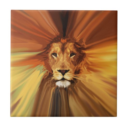 Abstracte Fierce Lion Tegeltje (Voorkant)
