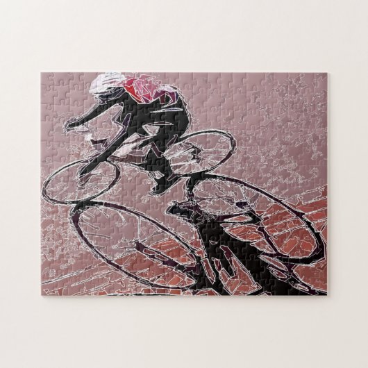 Abstracte fiets Rider en Shadow Puzzle. Legpuzzel (Horizontaal)