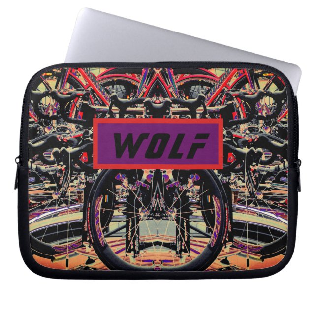 Abstracte fietsen en een naam of een woord laptop sleeve (Voorkant)