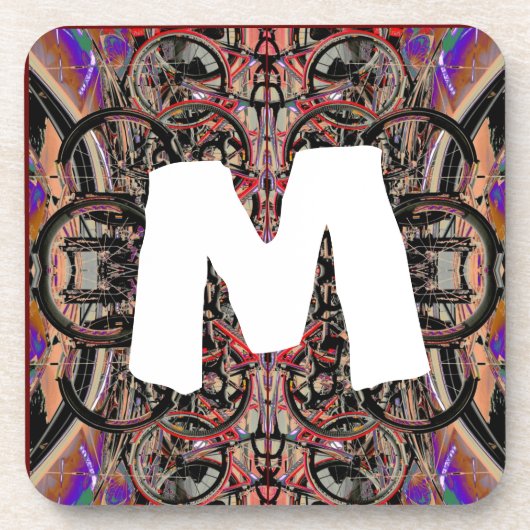 Abstracte fietsen en uw monogram bier onderzetter (Voorkant)
