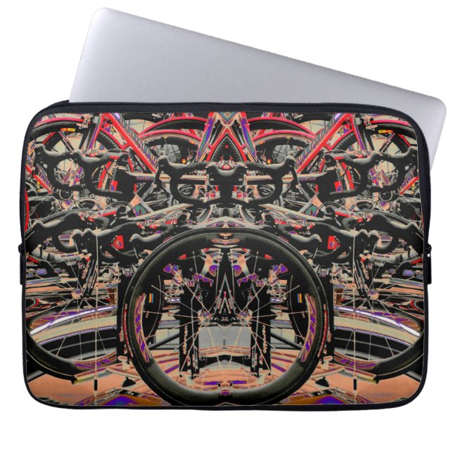 Abstracte fietsen laptop sleeve (Voorkant)