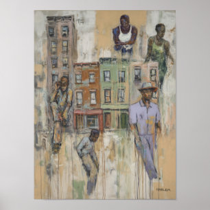 Abstracte figuren schilderij uit Harlem Poster