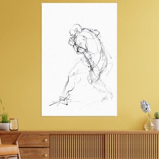 Abstracte figuur in bewegingsschets - canvas afdruk (Insitu (Woonkamer))