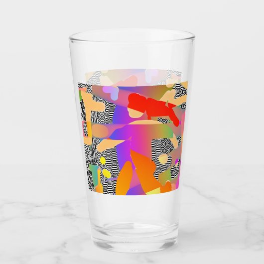 ABSTRACTE FIGUUR MET RODE HOOFDDRESS GLAS (Voorkant)