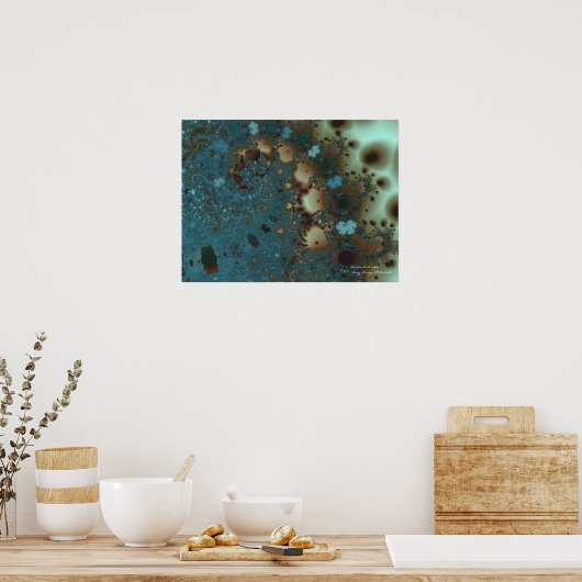 Abstracte fijne kunstfractie op afstand poster (Keuken)