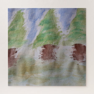 Abstracte Fir Trees Jigzaag Puzzle Legpuzzel