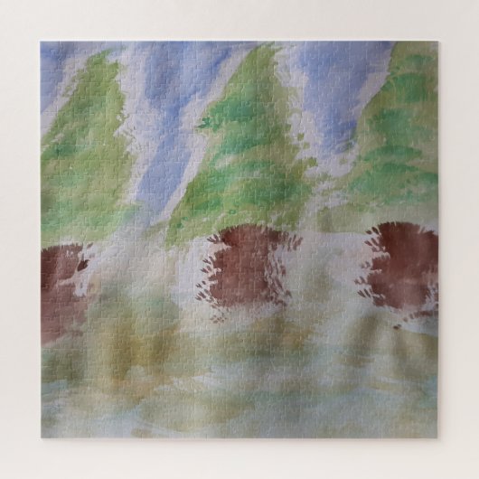 Abstracte Fir Trees Jigzaag Puzzle Legpuzzel (Verticaal)