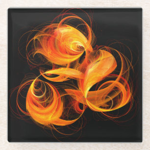 Abstracte Fireball Art Glazen Onderzetter