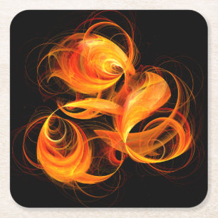 Abstracte Fireball Art Kartonnen Onderzetters