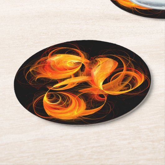 Abstracte Fireball Art Ronde Kartonnen Onderzetter (Gebogen)