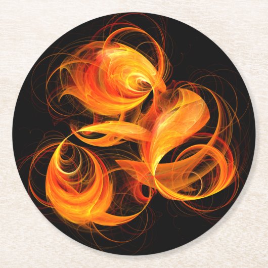 Abstracte Fireball Art Ronde Kartonnen Onderzetter (Voorkant)