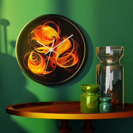 Abstracte Fireball Art Round Grote Klok