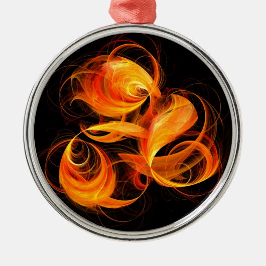 Abstracte Fireball Art Round Metalen Ornament (Voorkant)