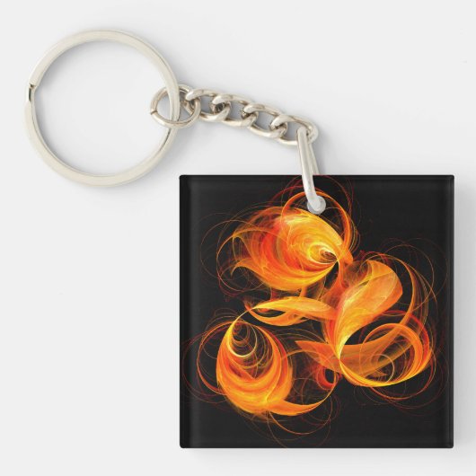 Abstracte Fireball Art Sleutelhanger (Voorkant)