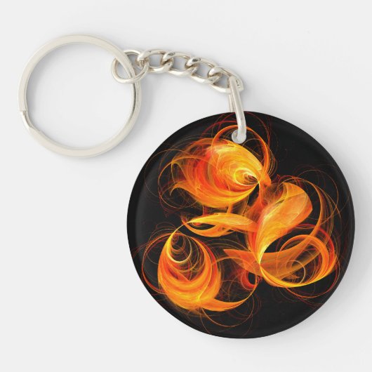 Abstracte Fireball Art Sleutelhanger (Voorkant)