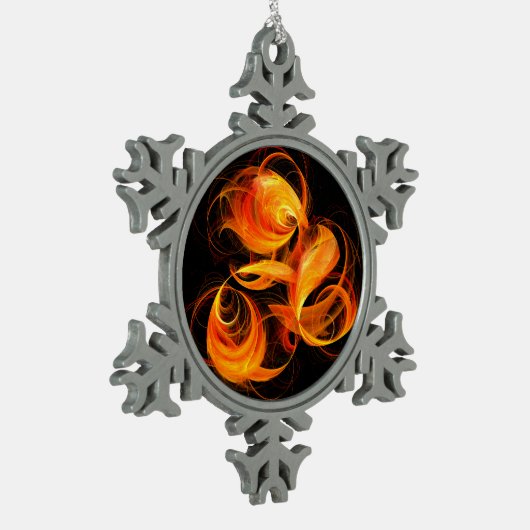 Abstracte Fireball Art Tin Sneeuwvlok Ornament (Links)