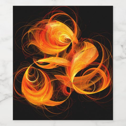 Abstracte Fireball Art Wijn Etiket (Enkel label)