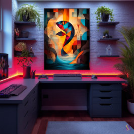 Abstracte Fish Art - Geometrische Natuur Design in Poster