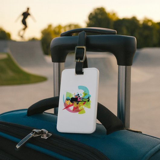 Abstracte Fitness Kunst van het Man Heffen Dumbbel Bagagelabel