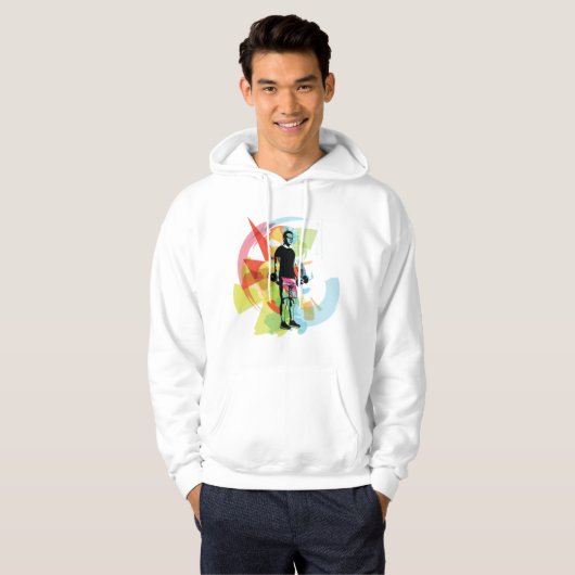 Abstracte Fitness Kunst van het Man Heffen Dumbbel Hoodie (Voorkant volledig)