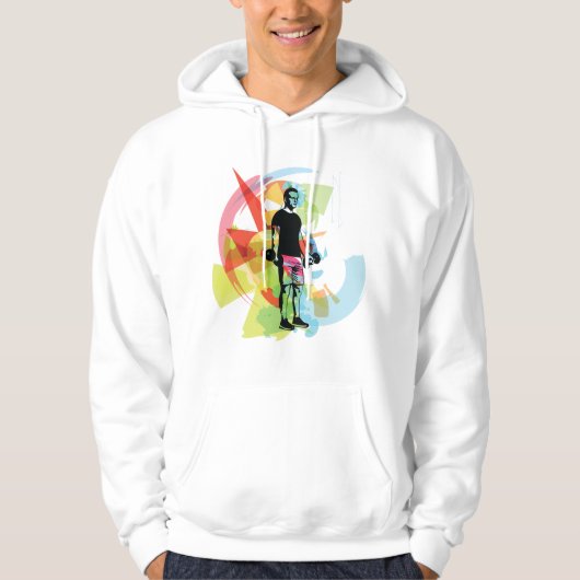 Abstracte Fitness Kunst van het Man Heffen Dumbbel Hoodie (Voorkant)