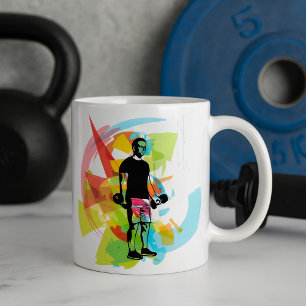 Abstracte Fitness Kunst van het Man Heffen Dumbbel Koffiemok