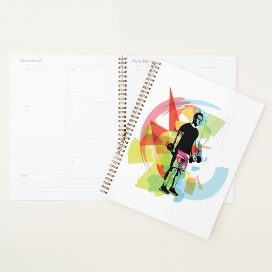 Abstracte Fitness Kunst van het Man Heffen Dumbbel Planner (Display)