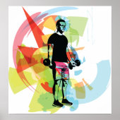 Abstracte Fitness Kunst van het Man Heffen Dumbbel Poster (Voorkant)