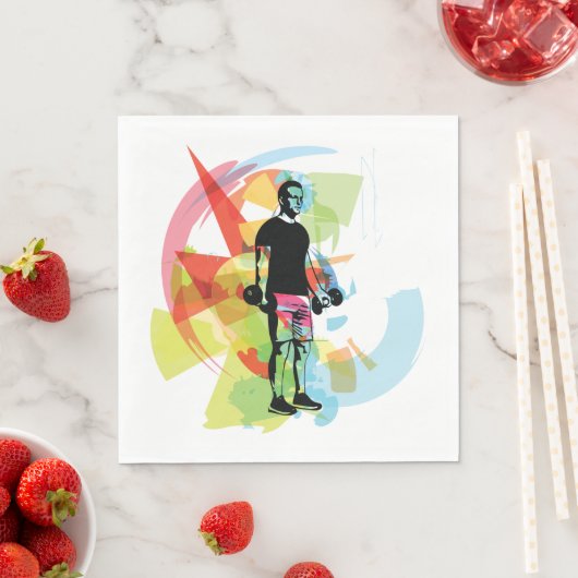 Abstracte Fitness Kunst van het Man Heffen Dumbbel Servet (Insitu)