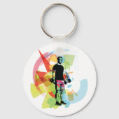 Abstracte Fitness Kunst van het Man Heffen Dumbbel Sleutelhanger (Achterkant)