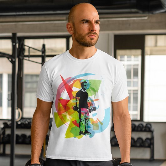 Abstracte Fitness Kunst van het Man Heffen Dumbbel T-shirt
