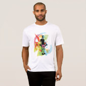 Abstracte Fitness Kunst van het Man Heffen Dumbbel T-shirt (Voorkant volledig)