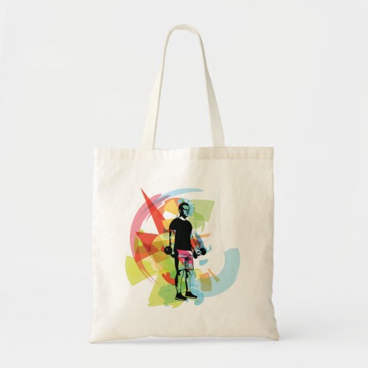 Abstracte Fitness Kunst van het Man Heffen Dumbbel Tote Bag (Voorkant)