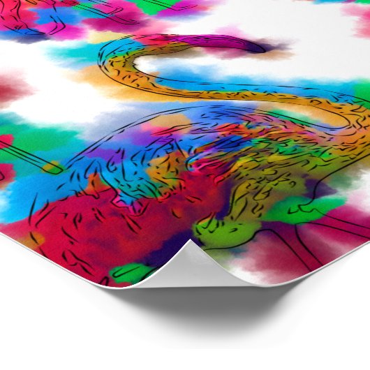 Abstracte Flamingo Flock Poster (Hoek)