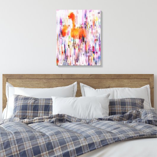Abstracte flamingo gestrekte canvasprint canvas afdruk (Insitu (Slaapkamer))