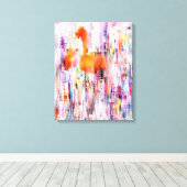 Abstracte flamingo gestrekte canvasprint canvas afdruk (Insitu (Houten vloer))