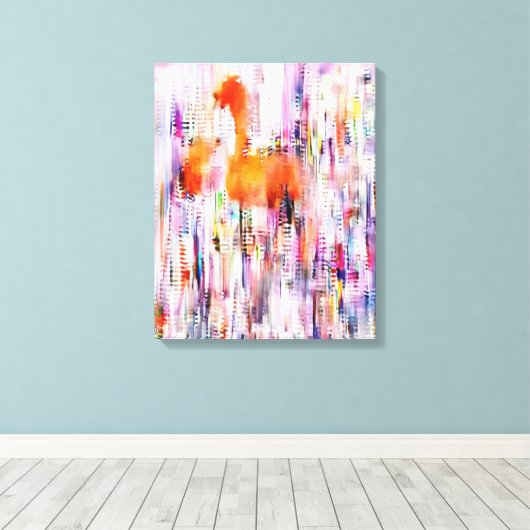 Abstracte flamingo gestrekte canvasprint canvas afdruk (Insitu (Houten vloer))
