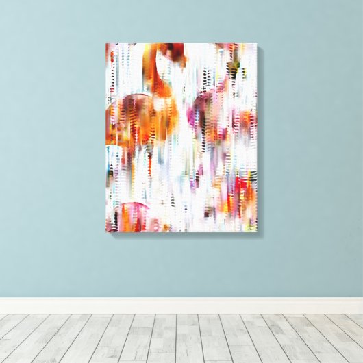 Abstracte flamingo gestrekte canvasprint canvas afdruk (Insitu (Houten vloer))