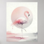 Abstracte Flamingo Moderne trendy huizen Boho Poster (Voorkant)