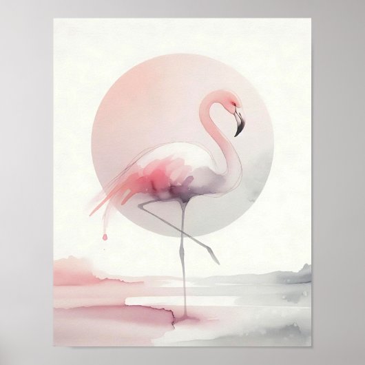 Abstracte Flamingo Moderne trendy huizen Boho Poster (Voorkant)