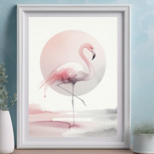 Abstracte Flamingo Moderne trendy huizen Boho Poster