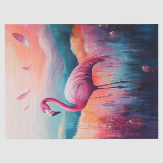 Abstracte Flamingo Olie Schildering Decoupage Tissuepapier (Voorkant)