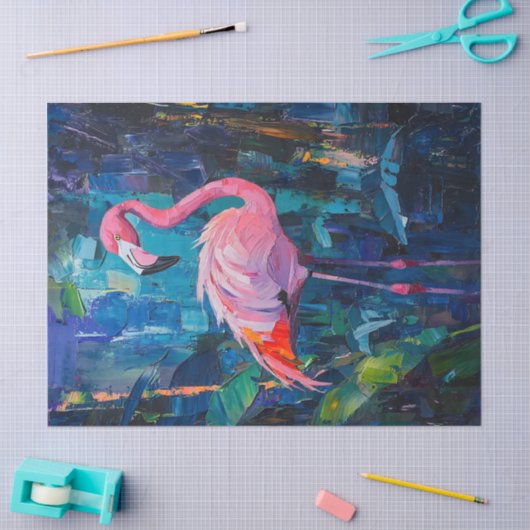 Abstracte Flamingo Schilderij Decoupage Tissuepapier (Craft)