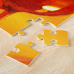 Abstracte fles wijn en bril legpuzzel