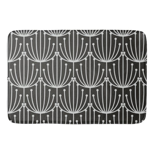  Abstracte flora in zwart-wit patroon Badmat (Voorkant)