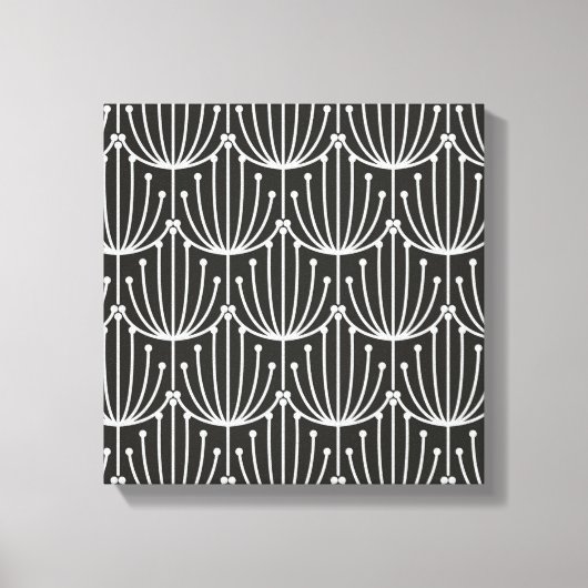  Abstracte flora in zwart-wit patroon Canvas Afdruk (Voorkant)