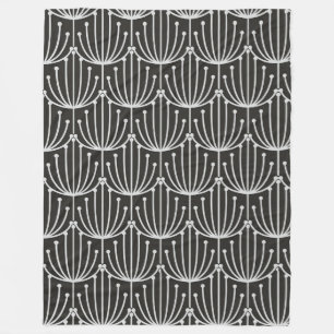  Abstracte flora in zwart-wit patroon Fleece Deken