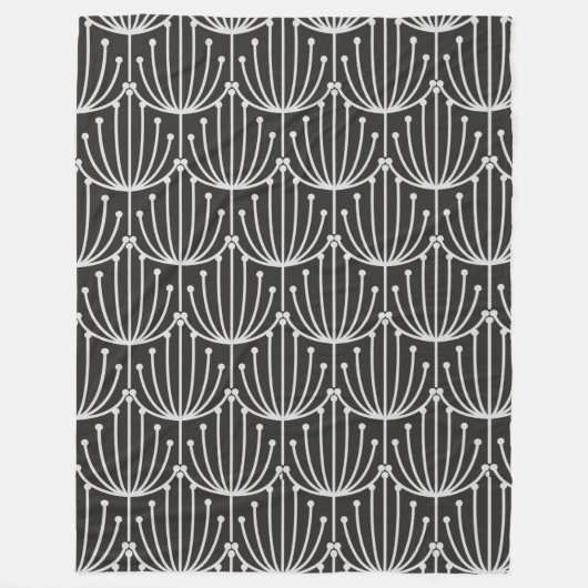 Abstracte flora in zwart-wit patroon Fleece Deken (Voorkant)