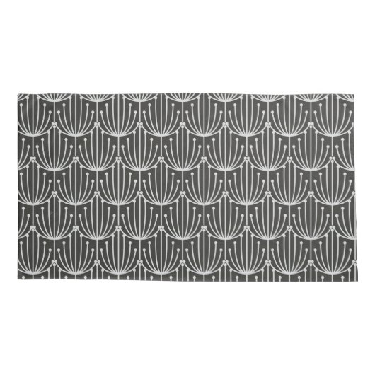 Abstracte flora in zwart-wit patroon Kussensloop (Achterkant-Links)