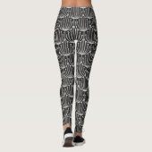 Abstracte flora in zwart-wit patroon Leggings (Achterkant)